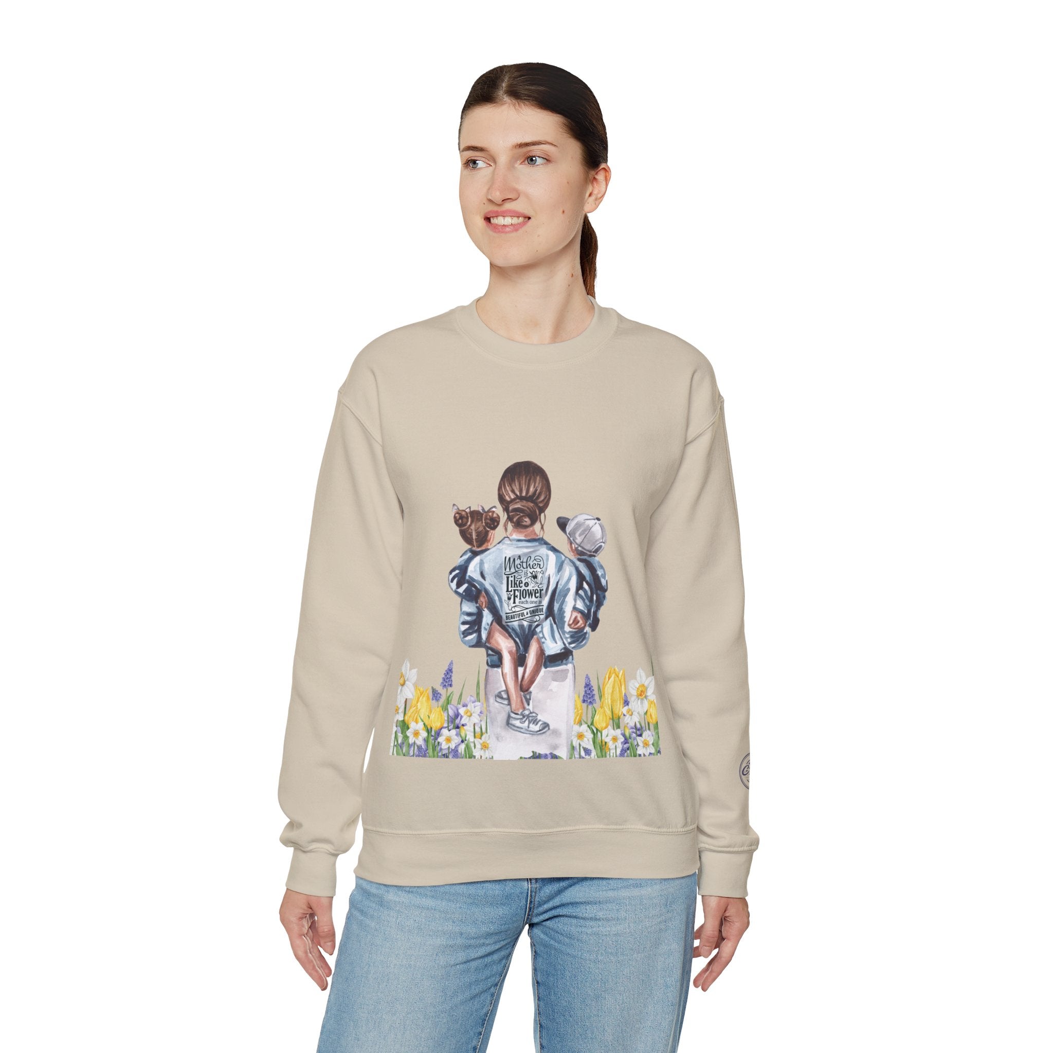 Floral Embrace Mom Crew-neck Sweatshirt